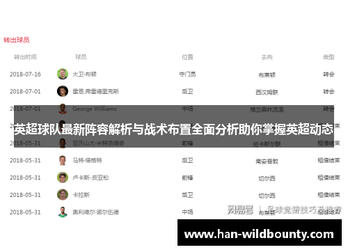 英超球队最新阵容解析与战术布置全面分析助你掌握英超动态